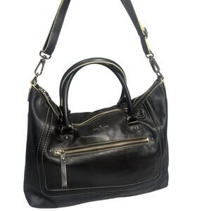 Kate Spade Purse Riley Satchel Black Leather Shoulder Bag Handbag EUC